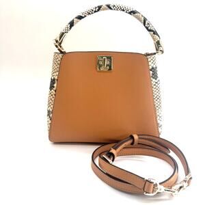 NWT Kate Spade Phoebe Tan Snake Embossed Top Handle Bag Purse KF549 MSRP $389